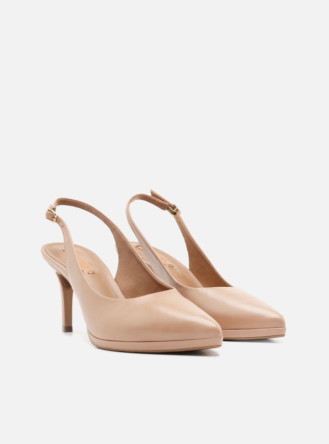Scarpin Bege Couro Meia Pata