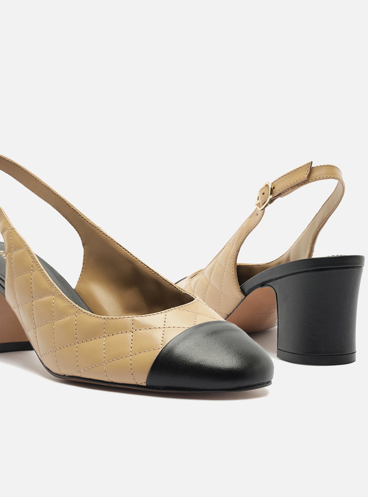 Scarpin Multineutro Couro Salto Bloco Fivela Slingback — foto 4