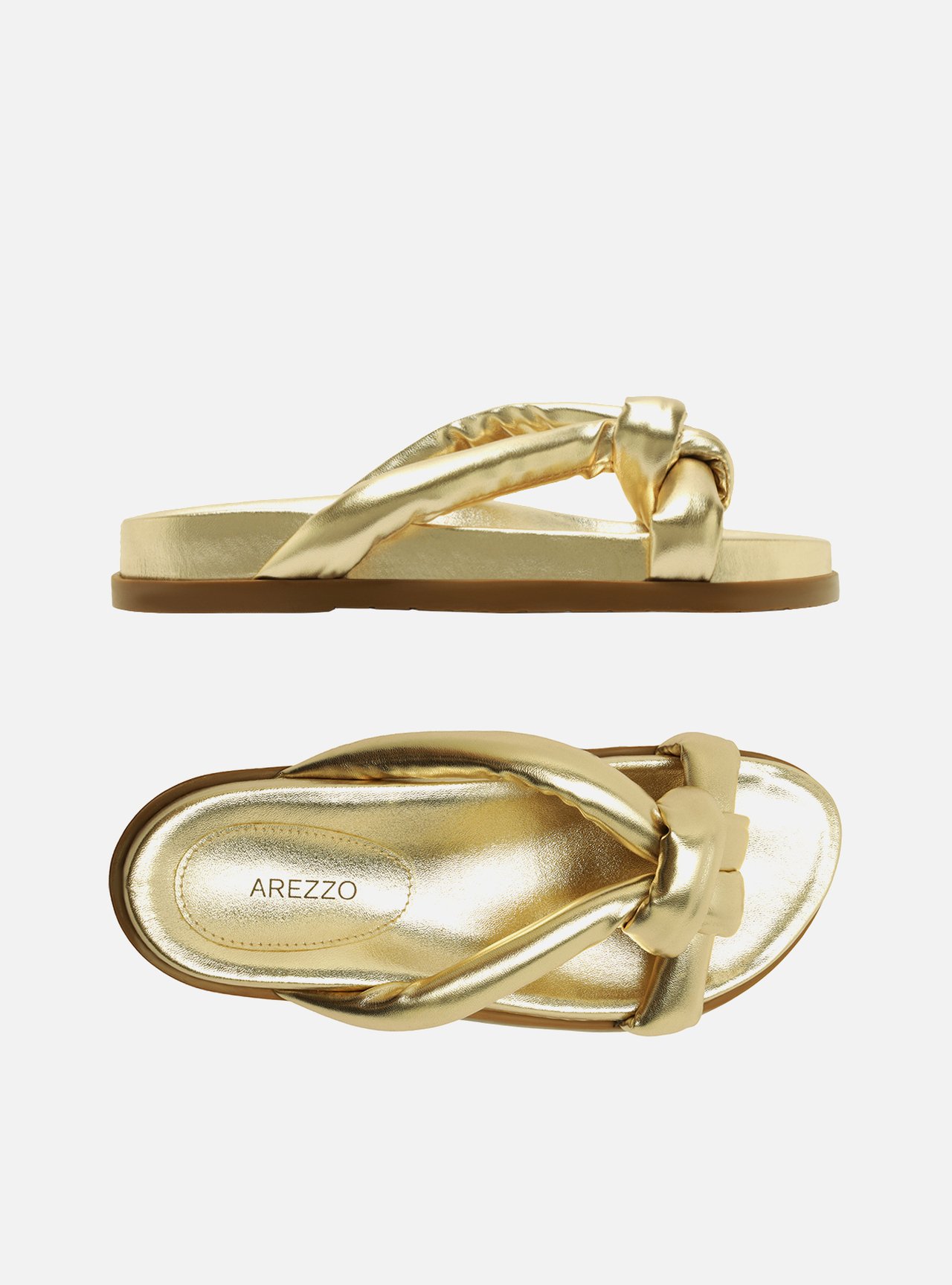 Sandália Papete Dourada Flatform Nó — foto 6