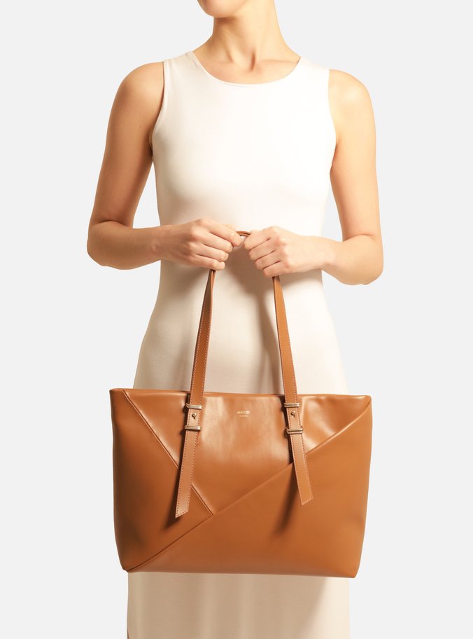 Bolsa Shopping Marrom Giorno Grande Recortes