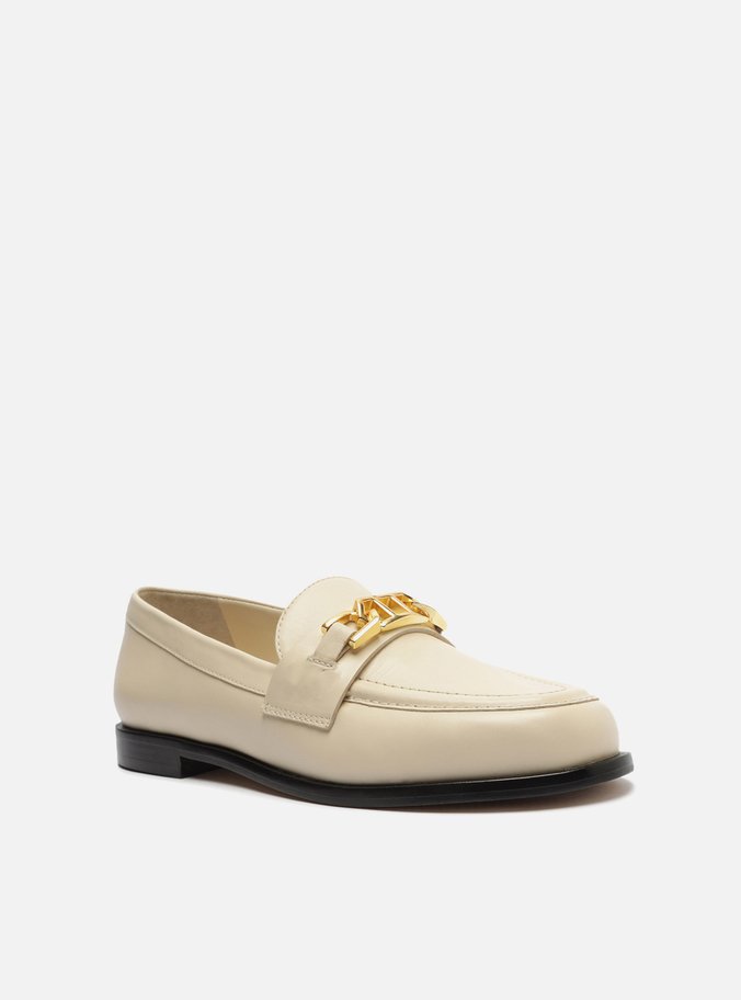 Mocassim Off-White Couro Metal Livia