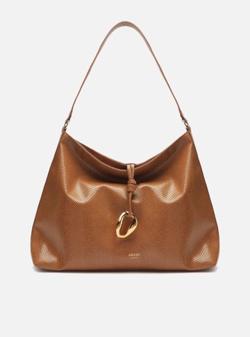Bolsa Tiracolo Envernizada Marrom Grande