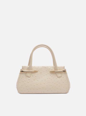 Arezzo — Bolsa Tote Off-White Couro Média Metais Textura