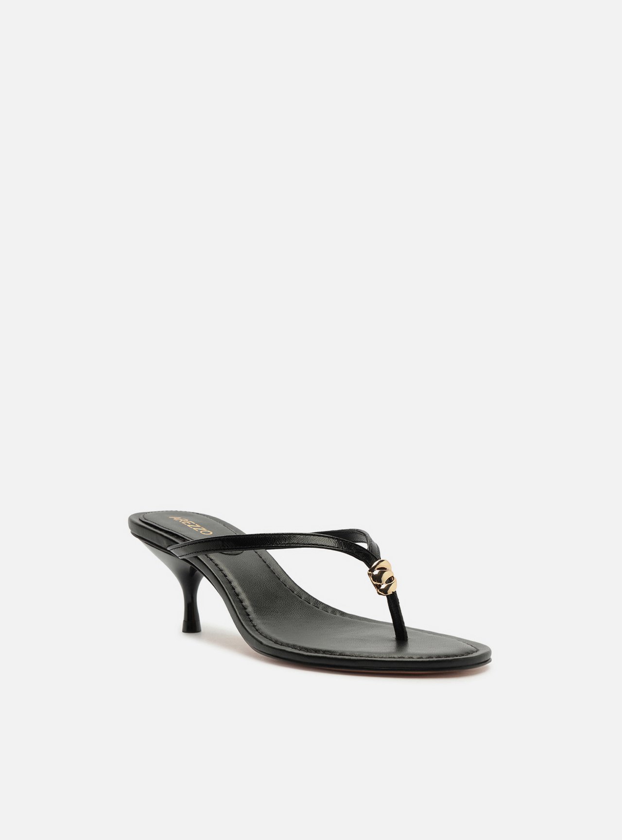 Tamanco Preto Salto Kitten Flip Flop Metal — foto 2