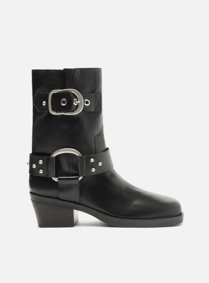 Bota Preta Couro Cano Curto Montaria West