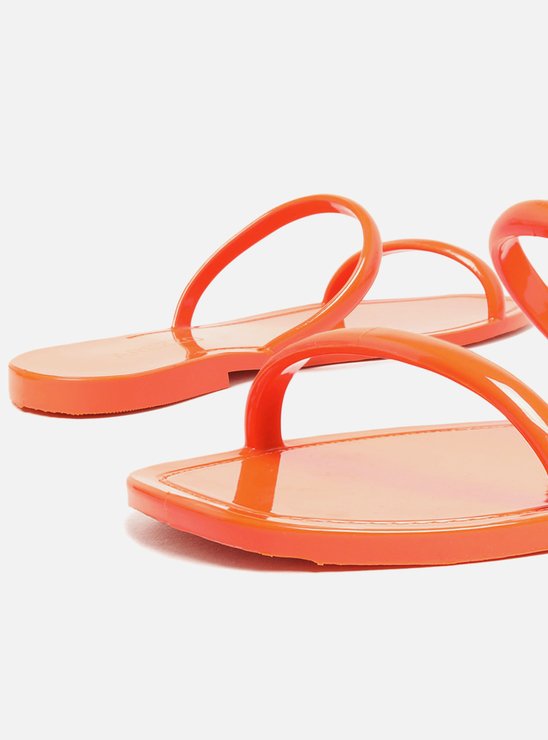 Kit Rasteira Laranja Brilho e Bag Transparente Brizza