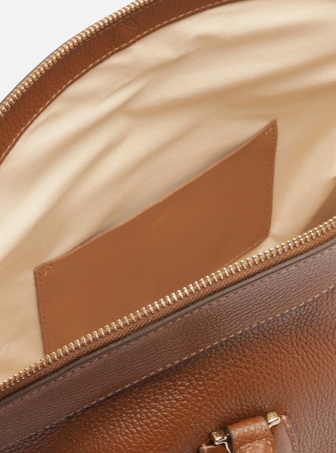 Bolsa Shopping Marrom Couro Grande Moderna