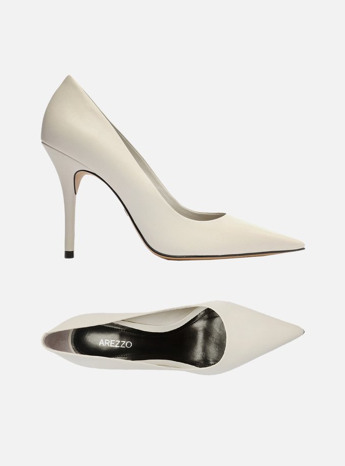 Scarpin Branco Couro Salto Alto Bico Fino Gigi