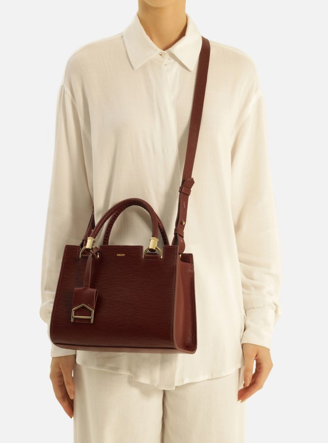 Bolsa Tote Bordô Couro Abraccio Média