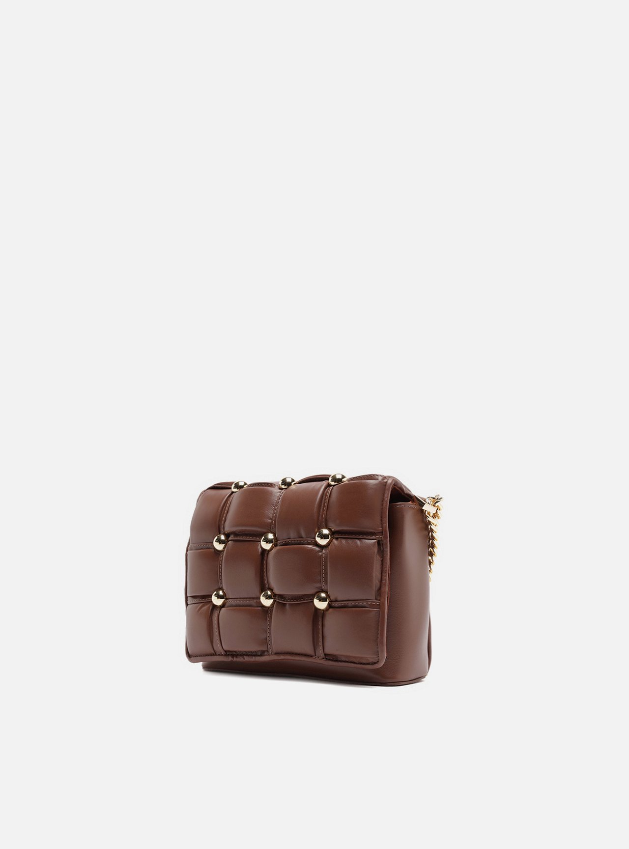 Bolsa Tiracolo Marrom Couro Pequena Matelassê — foto 2