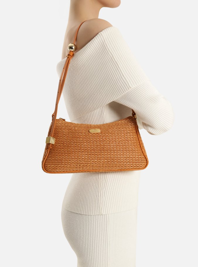 Bolsa Tiracolo Laranja Trama Couro Média Esfera