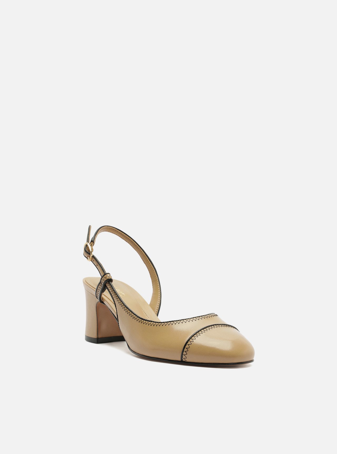Scarpin Nude Salto Bloco Fivela Slingback — foto 2