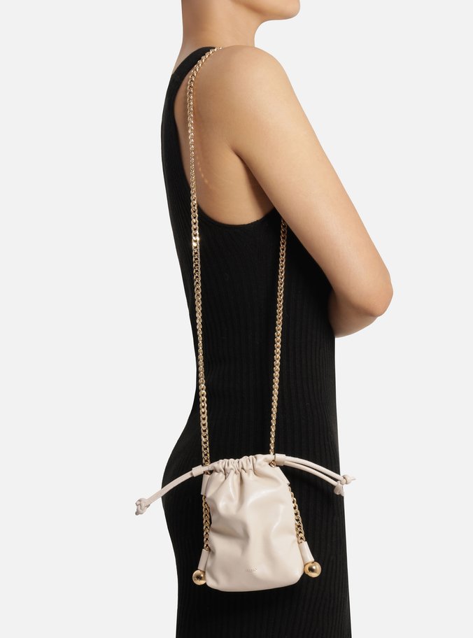 Mini Bag Off White Couro Porta-Celular Corrente Esferas