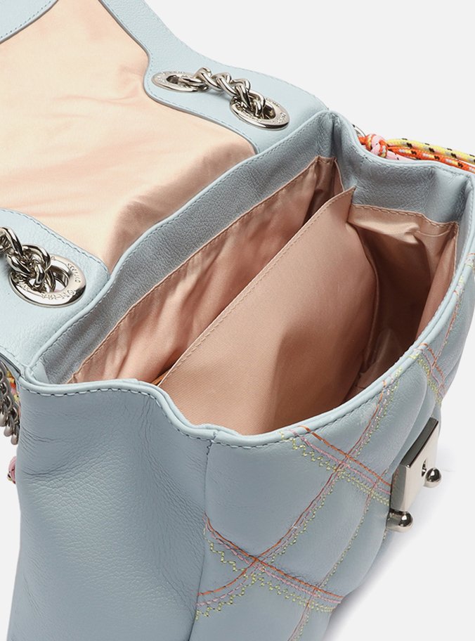 Bolsa Tiracolo Azul Soft Couro Mizz Média