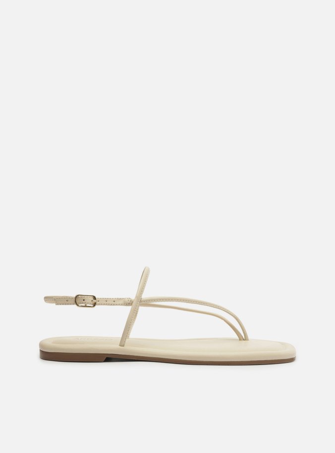 Sandália Rasteira Branca Slim Bico Quadrado