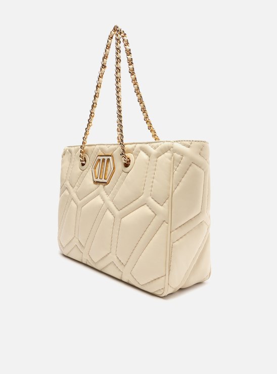 Bolsa Shopping Off-White Couro Pesponto Emma Grande