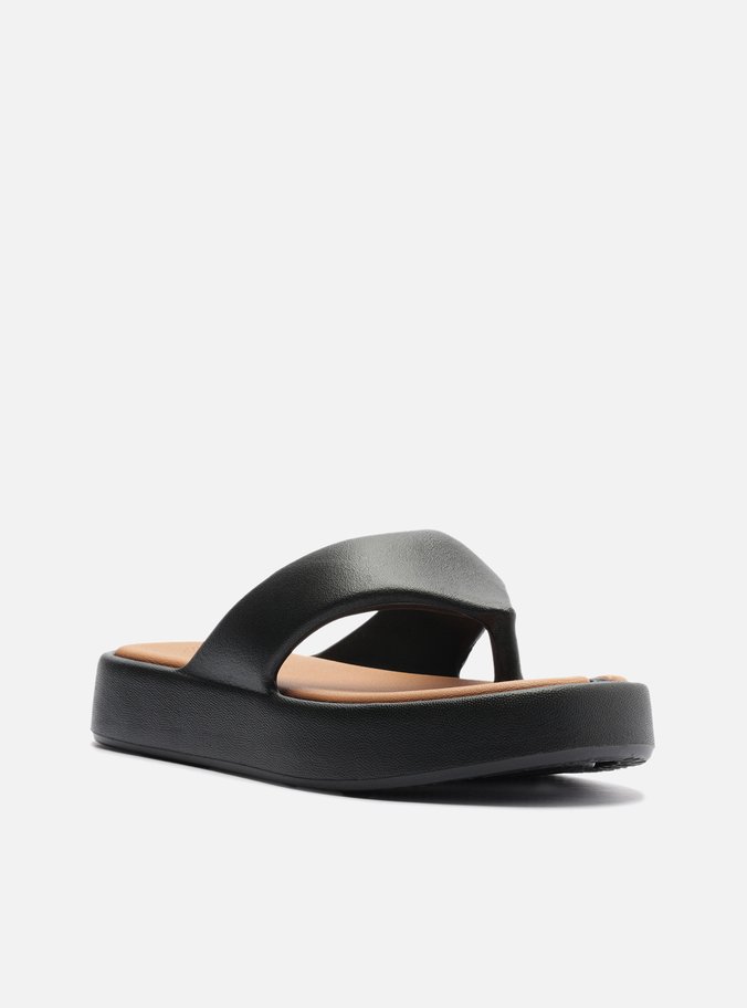 Sandália Preta Flatform Bicolor Tira