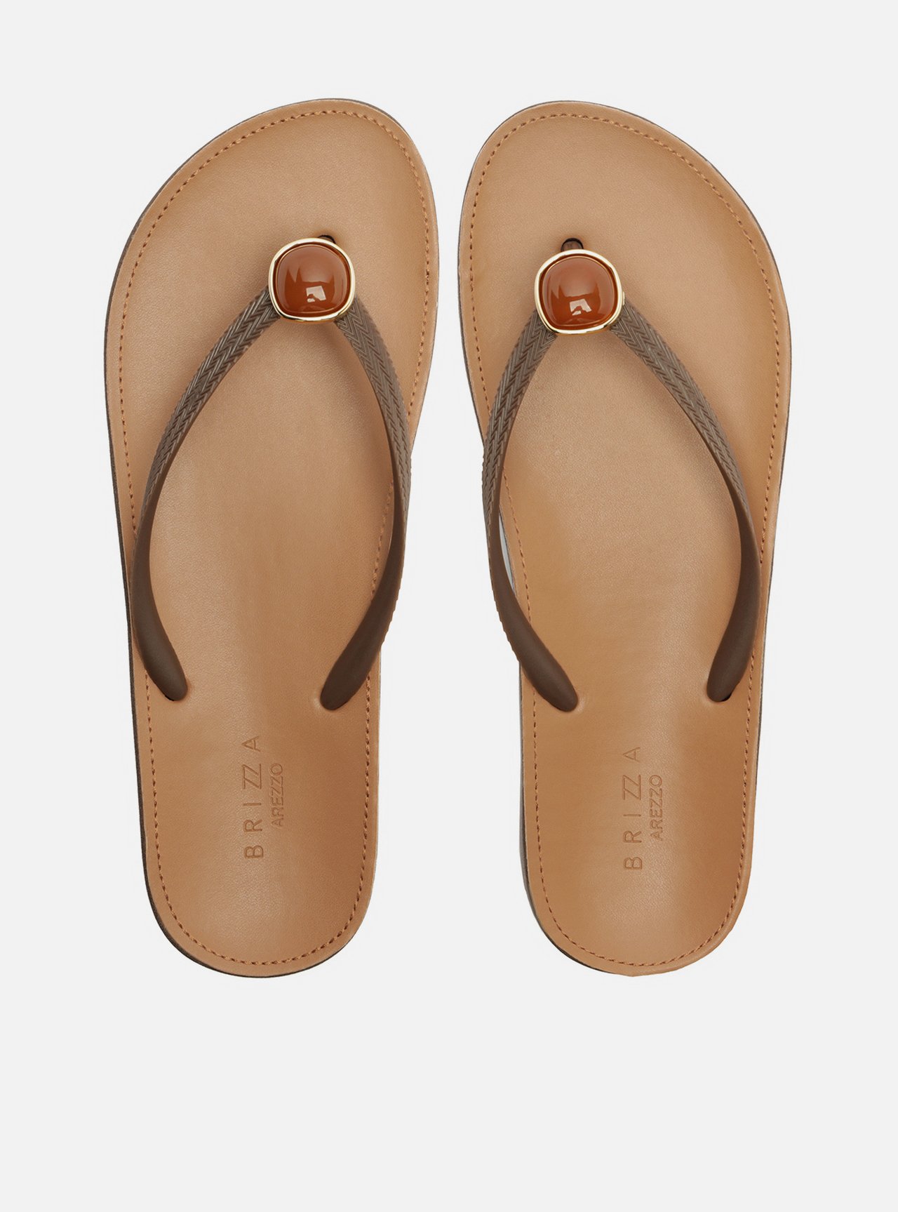 Chinelo de Dedo Marrom Recouro Fit Pedra — foto 3