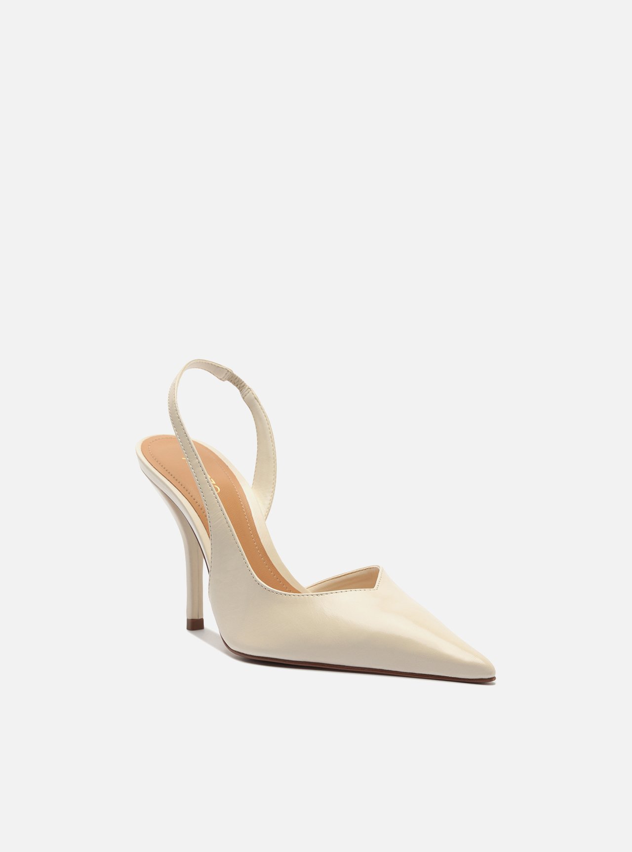 Scarpin Branca Couro Salto Fino Slingback — foto 2