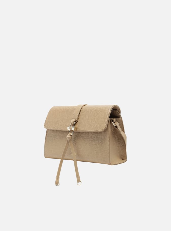 Bolsa Tiracolo Bege Pequena Detalhe Tiras Metal