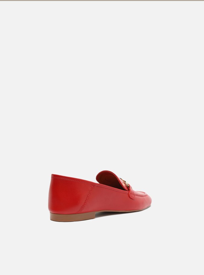 Mocassim Vermelho Couro Bridão Metálico Luma