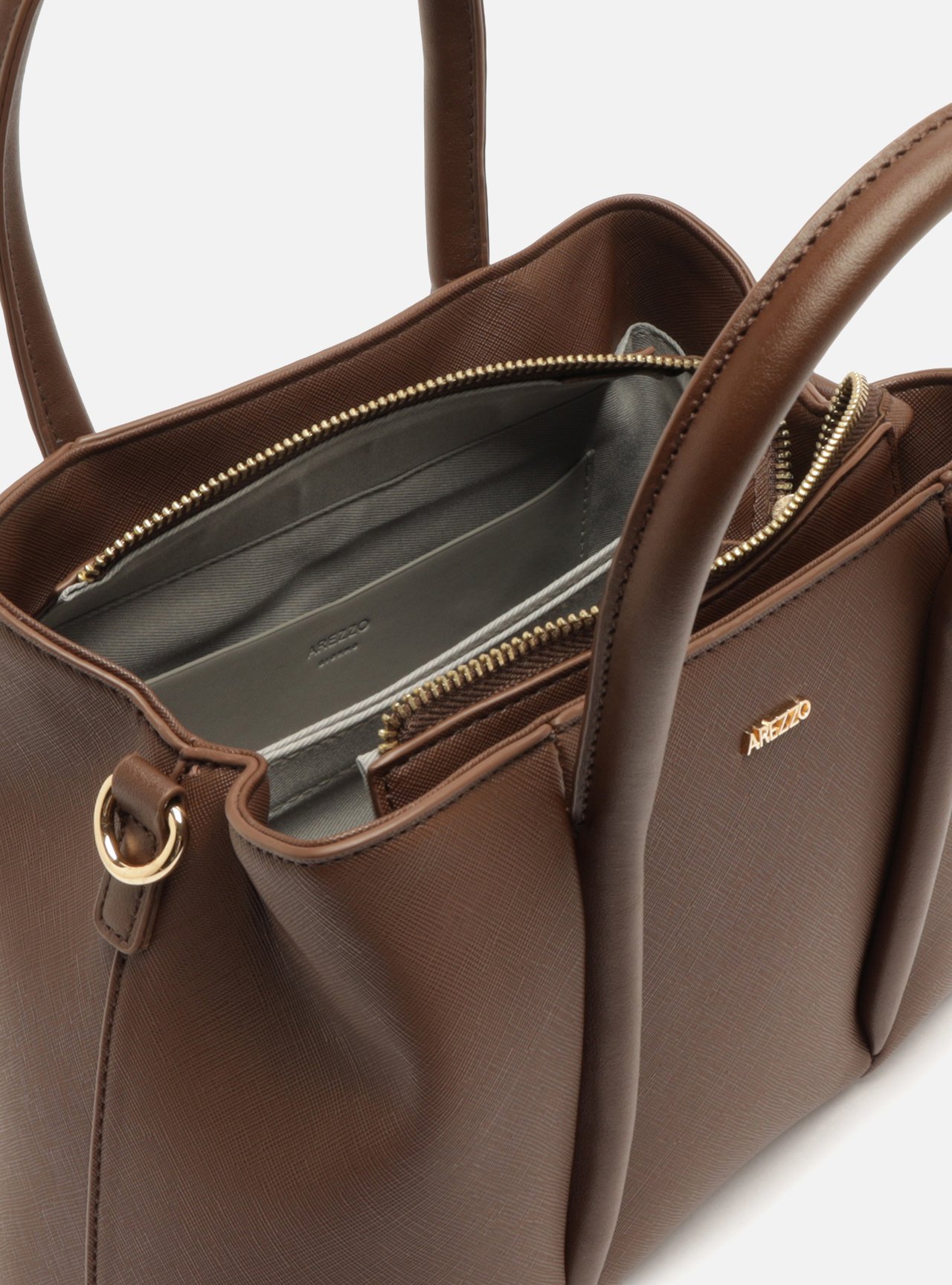 Bolsa Tote Marrom Média Metais — foto 4