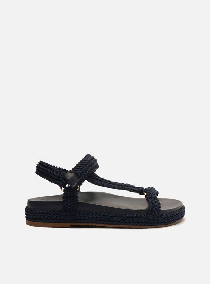 Sandália Marinho Texturizada Flatform Maju