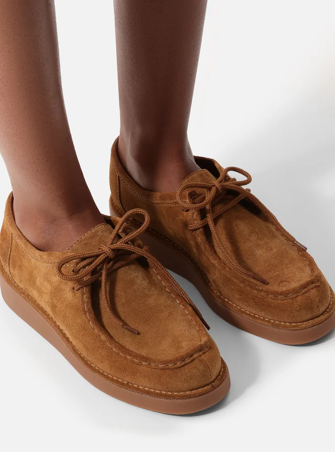 Mocassim Marrom Acamurçado Flatform Laço Amarração