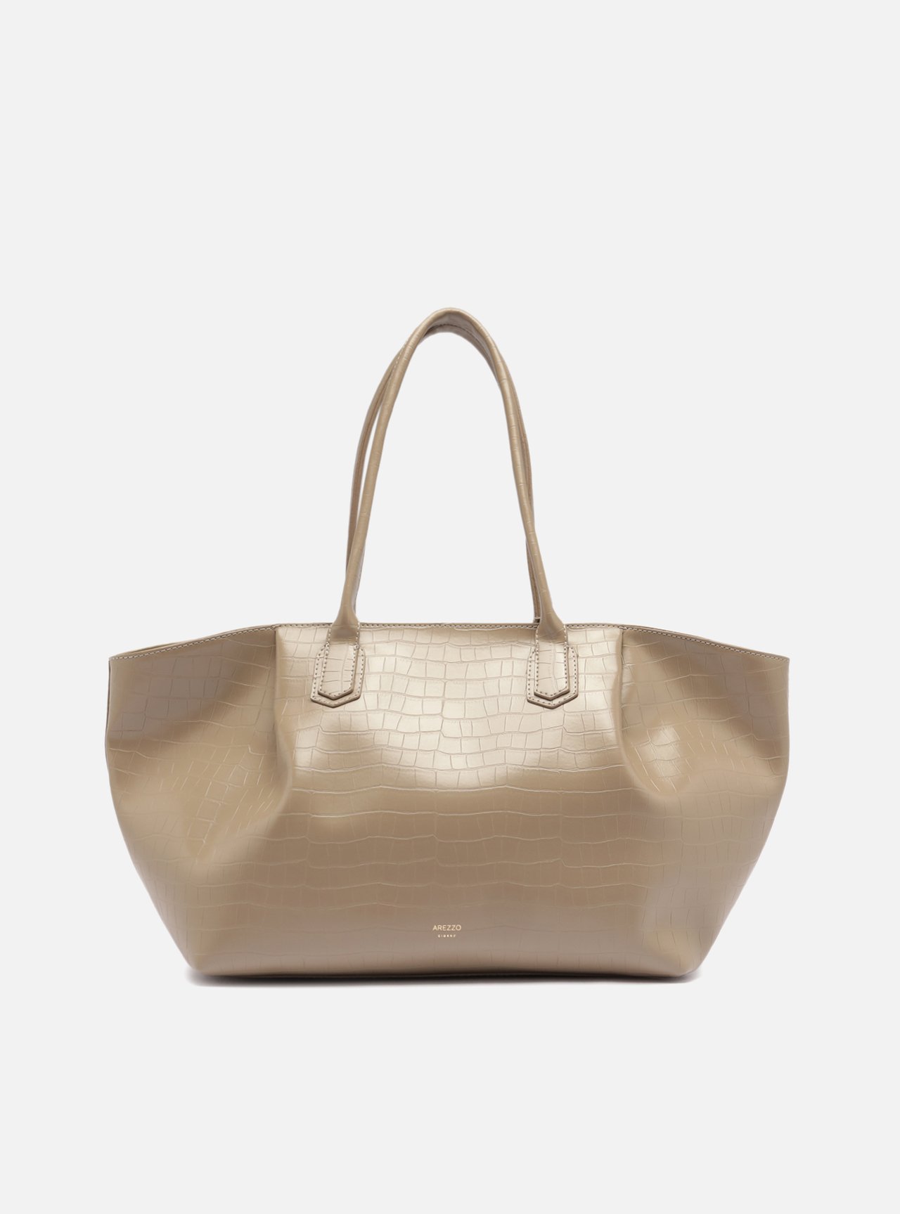 Bolsa Shopping Cinza Grande Croco — foto 3