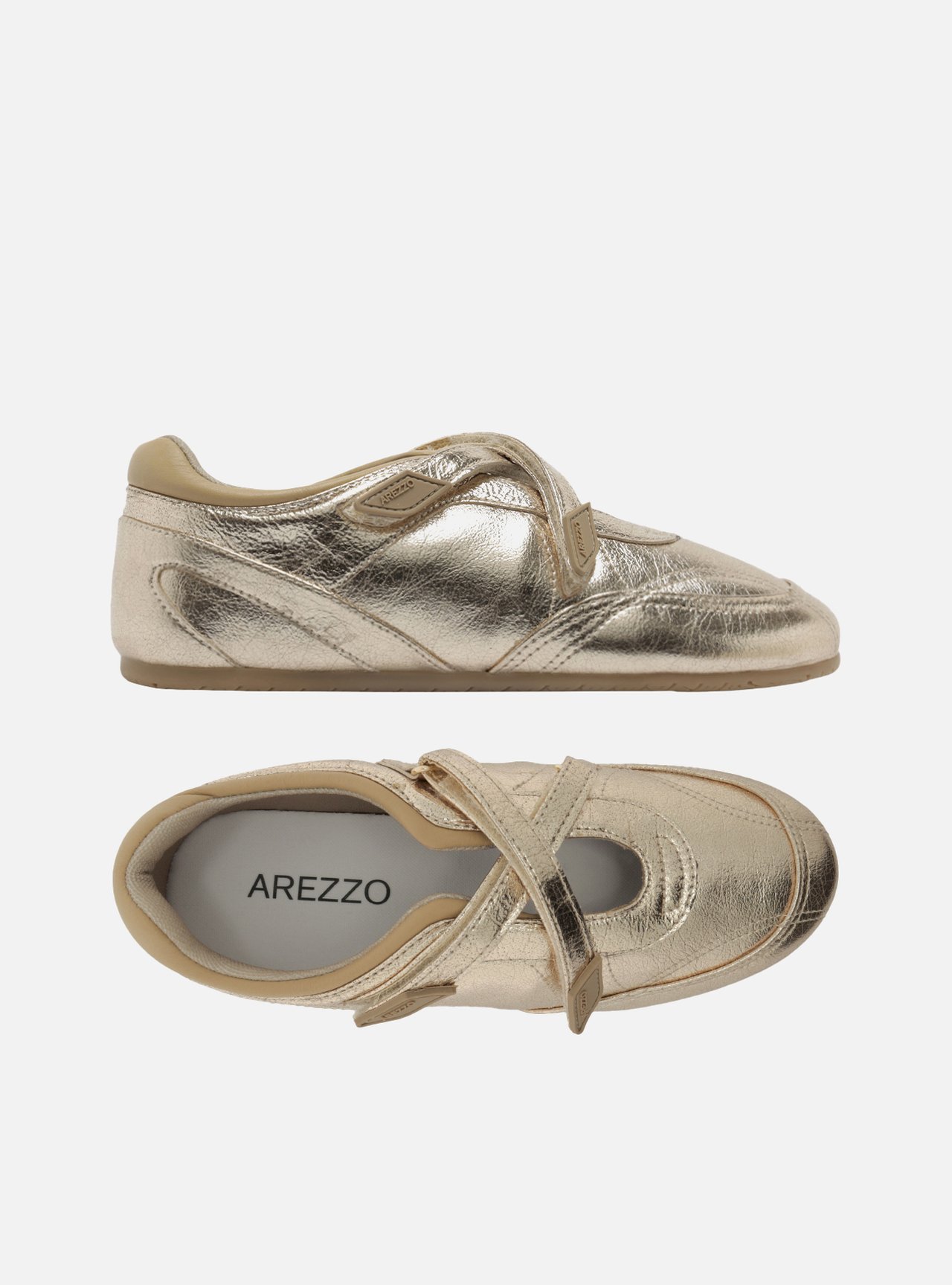 Tênis Slip On Dourado Tiras Velcro — foto 5