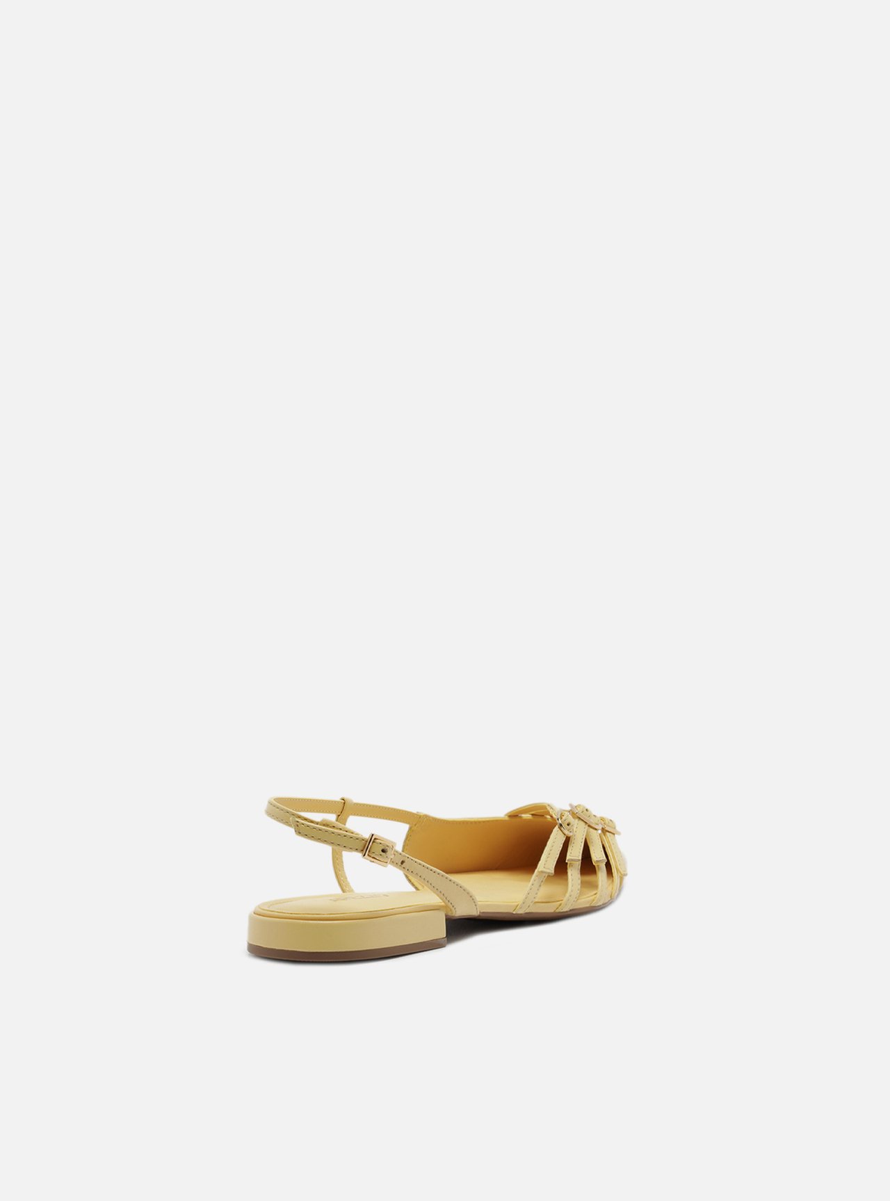 Sapatilha Amarela Couro Slingback Tiras Fivelas — foto 3