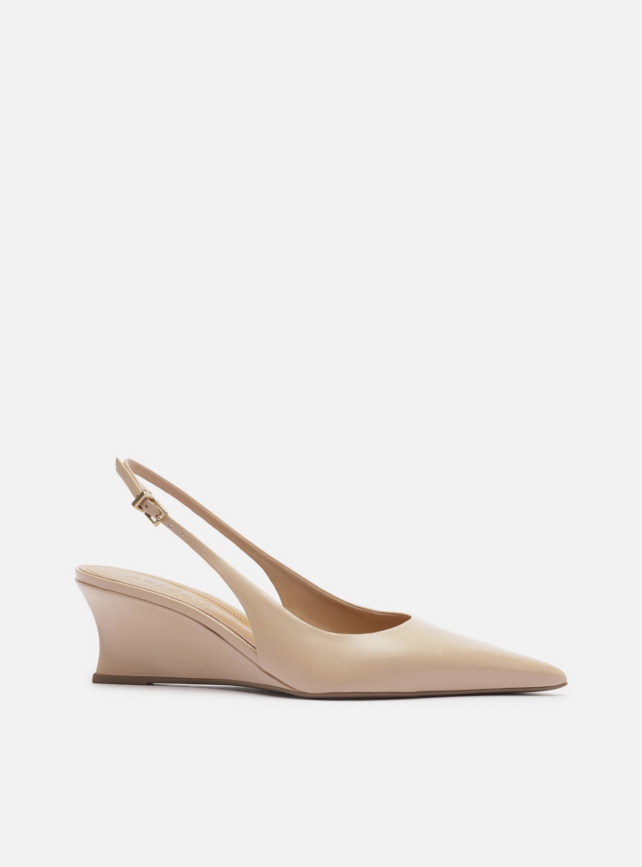 Scarpin Bege Couro Salto Baixo Anabela Slingback — foto 1