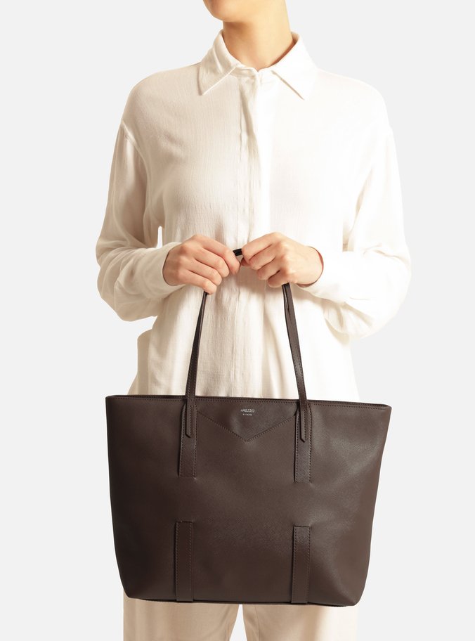 Bolsa Shopping Marrom Escura Grande Tiras Capa