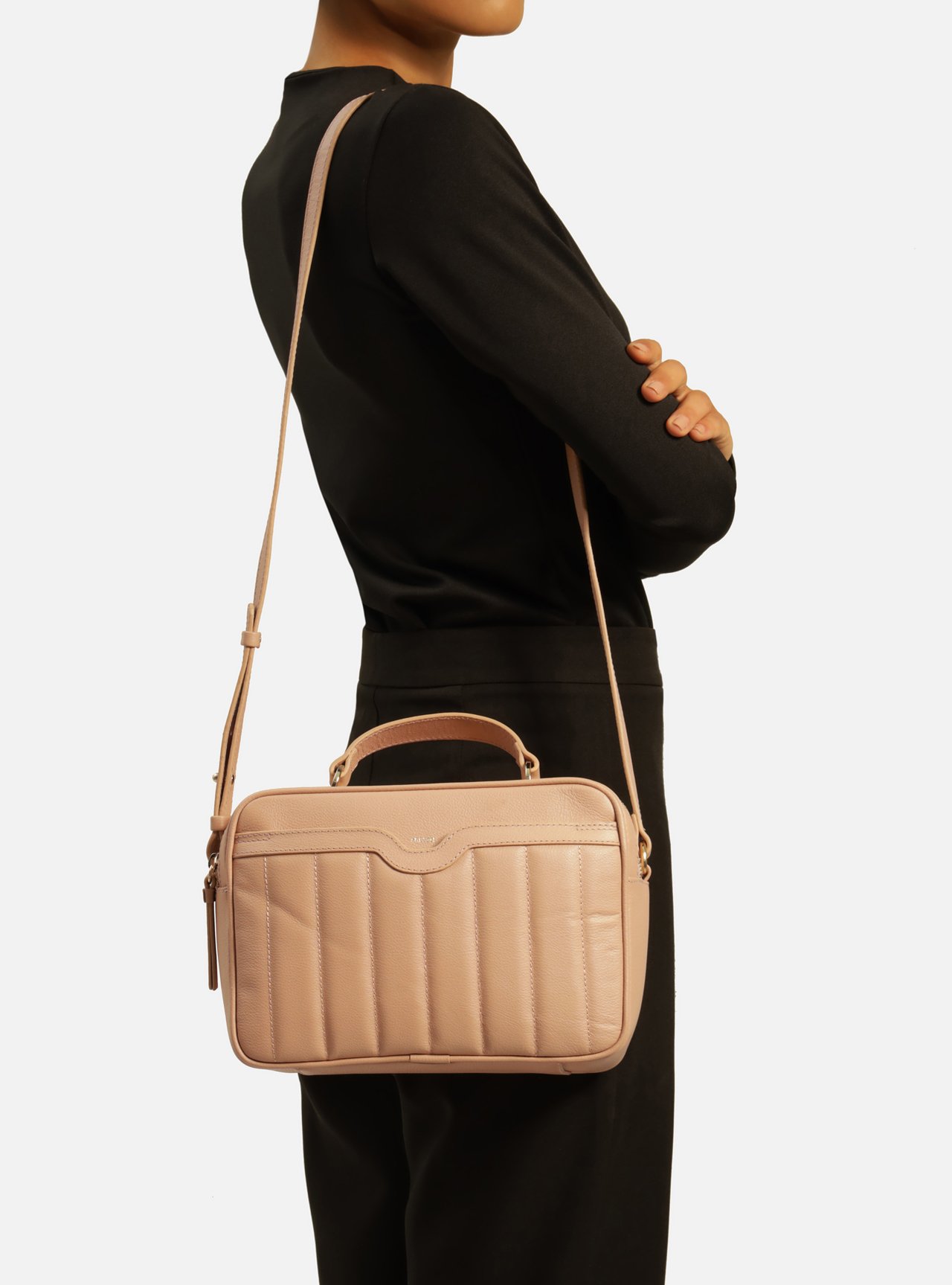 Bolsa Tiracolo Bege Couro Francine Média — foto 6