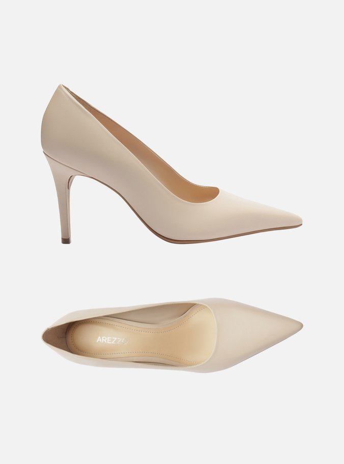 Scarpin Branco Couro Salto Fino Bico Fino