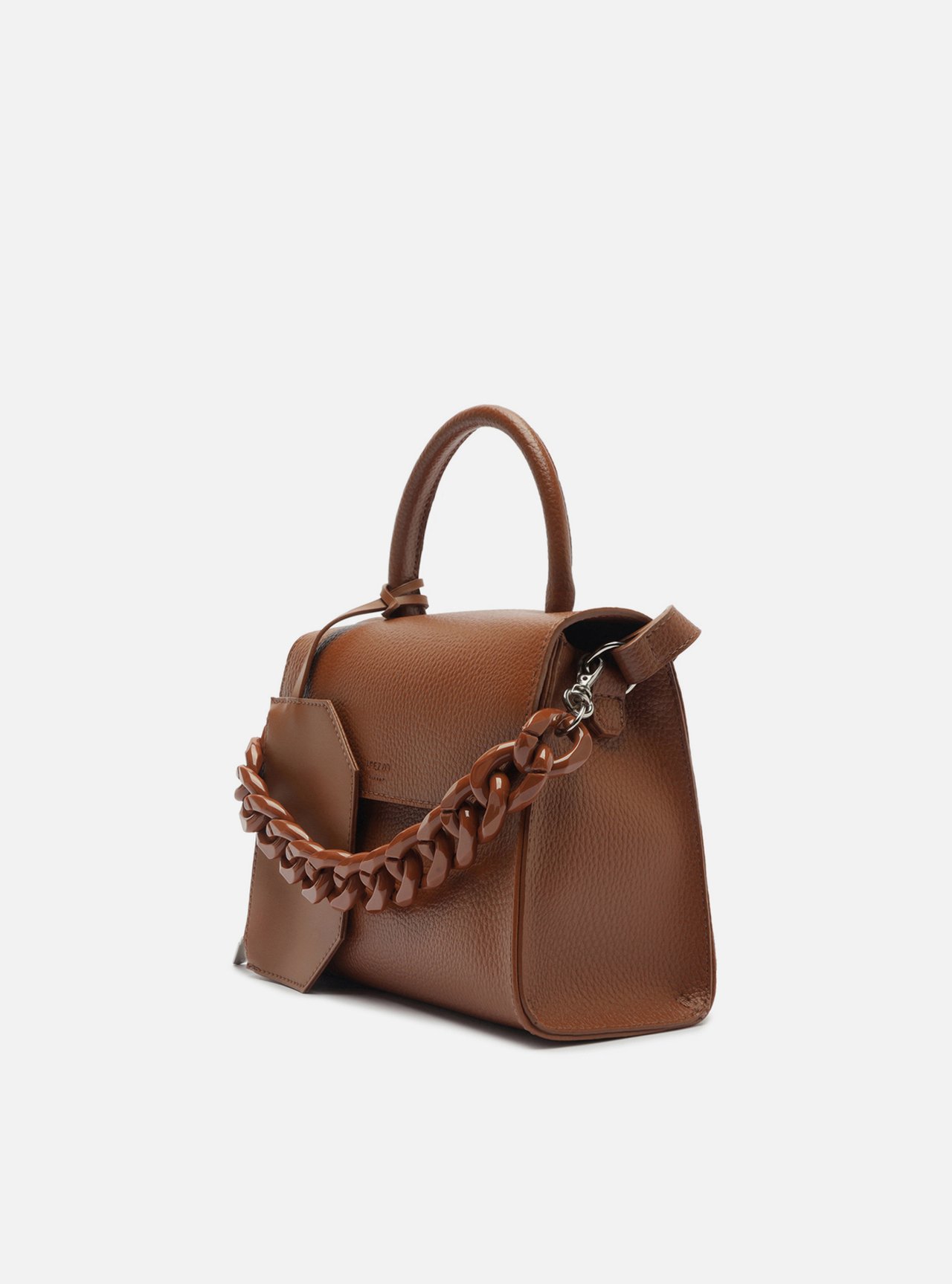 Bolsa Tote Marrom Média Alça Corrente — foto 2