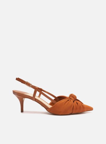 Scarpin Marrom Suede Salto Médio Aberto