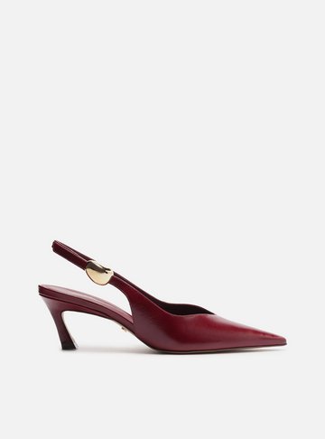 Scarpin Vermelho Couro Salto Kitten Metal