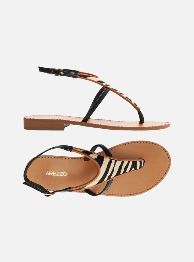 Sandália Rasteira Animal Print Tira Larga