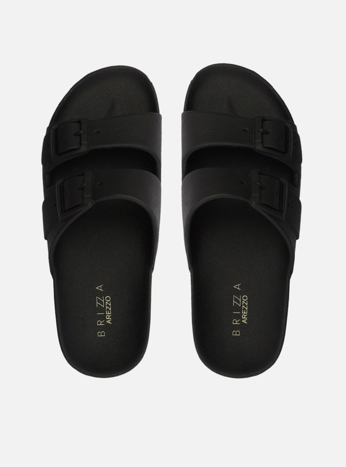 Chinelo Slide Preto Fivelas Brizza
