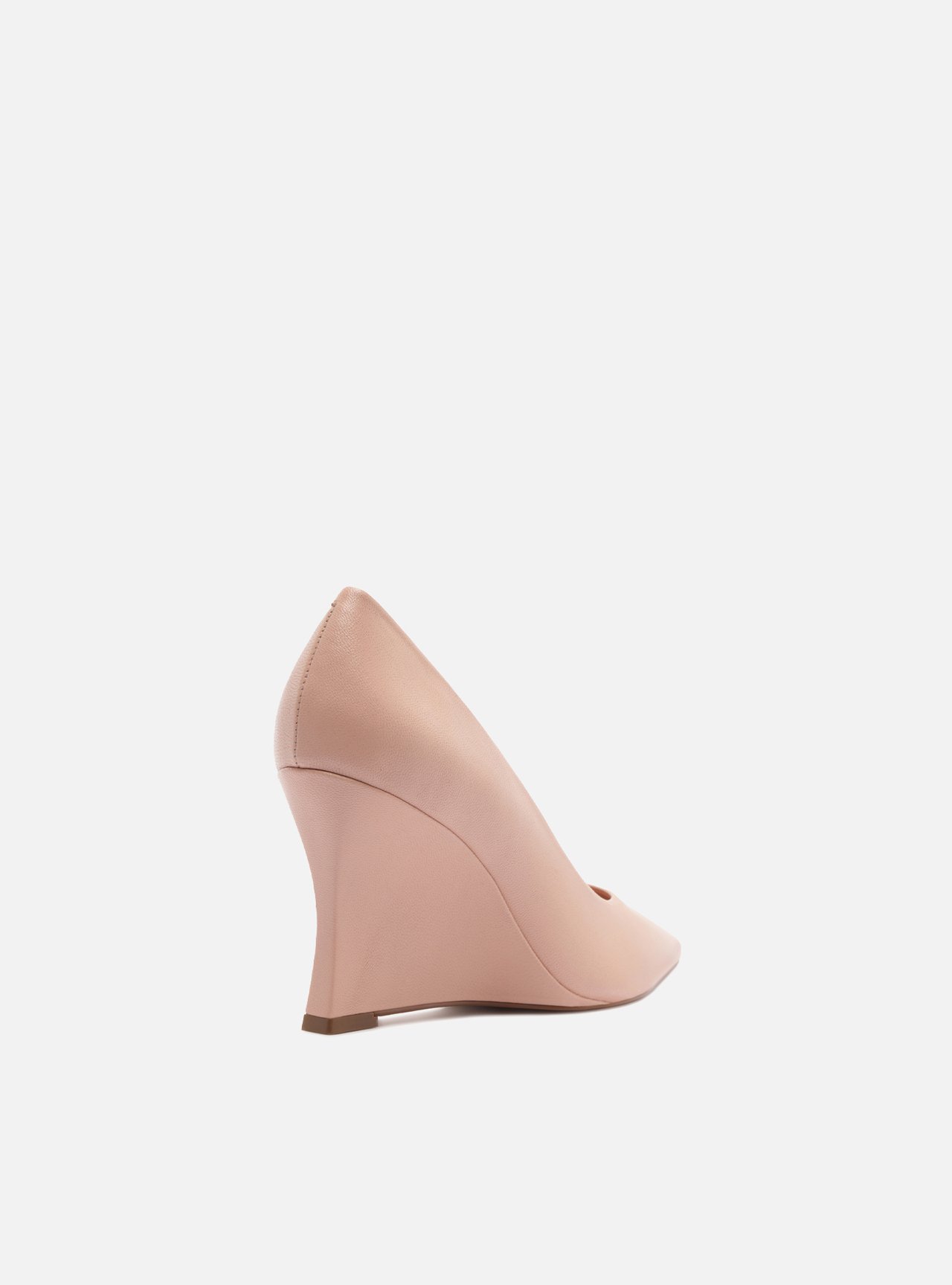 Scarpin Rosa Soft Couro Salto Anabela Bico Fino — foto 3