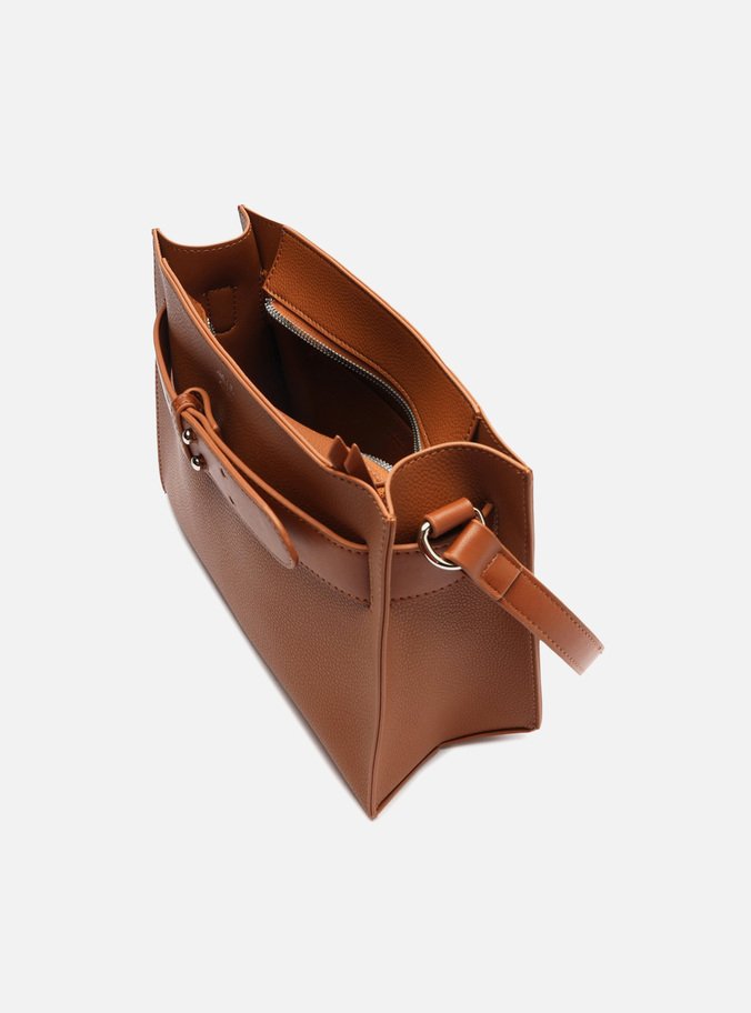 Bolsa Tiracolo Marrom Pequena Tira Rebites
