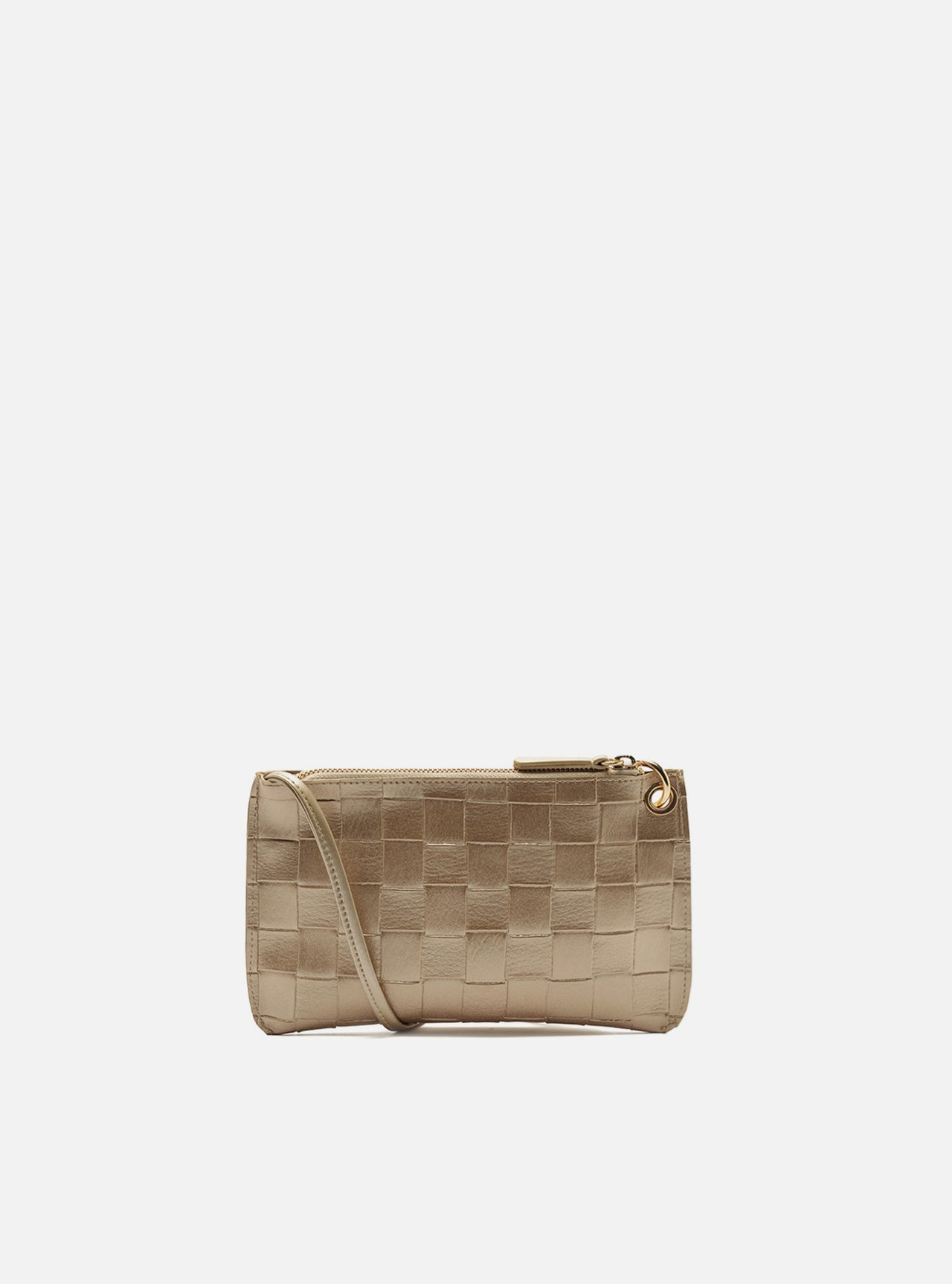 Bolsa Tiracolo Dourada Pequena Tressê — foto 3