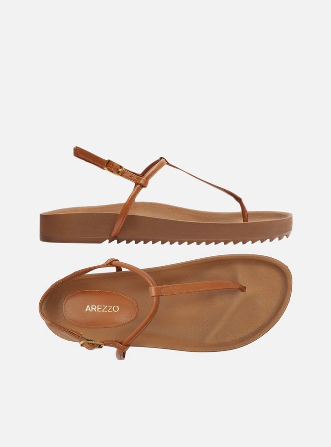 Sandália Papete Marrom Flatform Tiras Slim