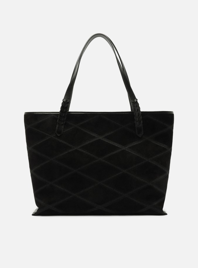 Bolsa Shopping Preta Couro Grande Matelassê