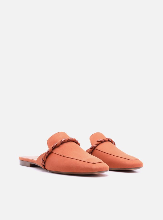 Mule Laranja Couro Salto Hot Pepper Metal