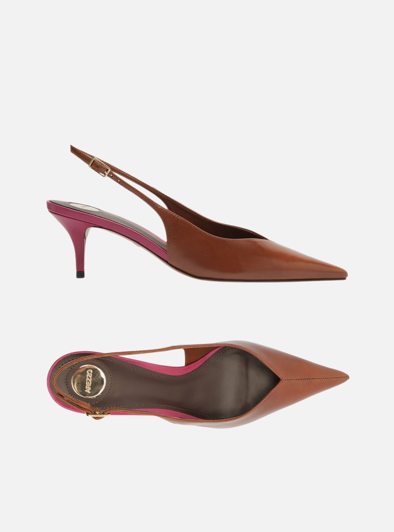 Scarpin Marrom Couro Salto Fino Slingback — foto 5