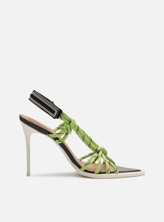 Sandália Preta Salto Fino Cordão Velcro