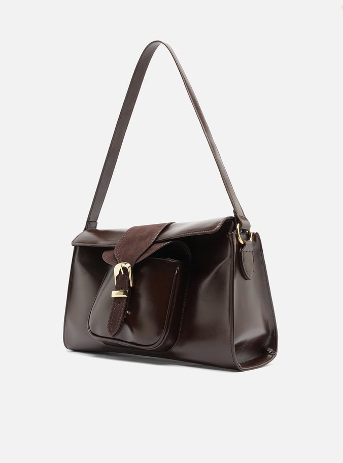Bolsa Shoulder Marrom Média Bolso Camurça