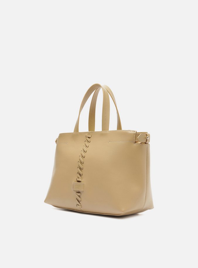 Bolsa Tote Bege Giorno Média Trançado